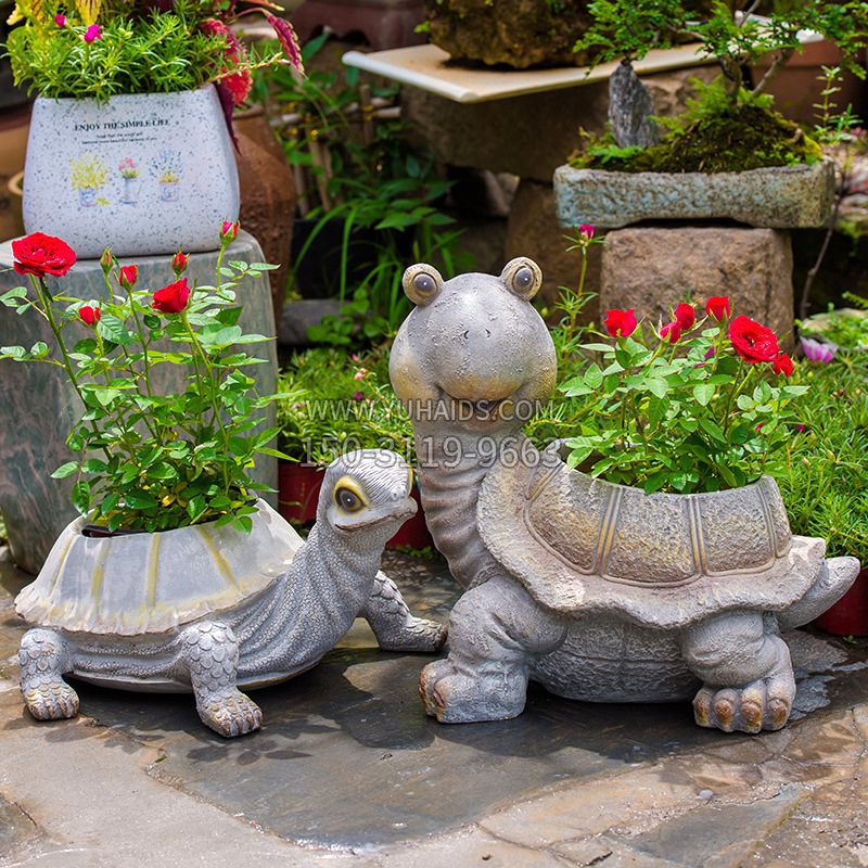公園景區(qū)創(chuàng)意花盆，烏龜玻璃鋼花盆擺件