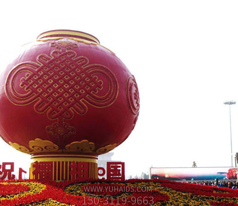 廣場擺放不銹鋼彩繪中國結(jié)燈籠雕塑 廣場擺放不銹鋼彩繪中國結(jié)燈籠雕塑