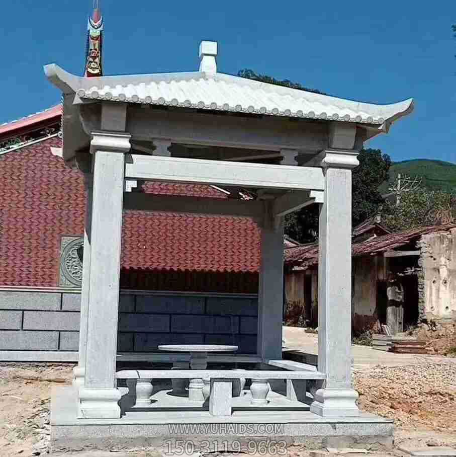 景區(qū)戶外四角青石仿古建休閑涼亭雕塑