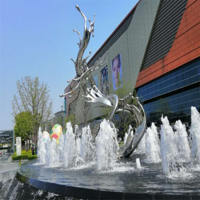 大型不銹鋼浪花雕塑，水景噴泉裝飾景觀雕塑