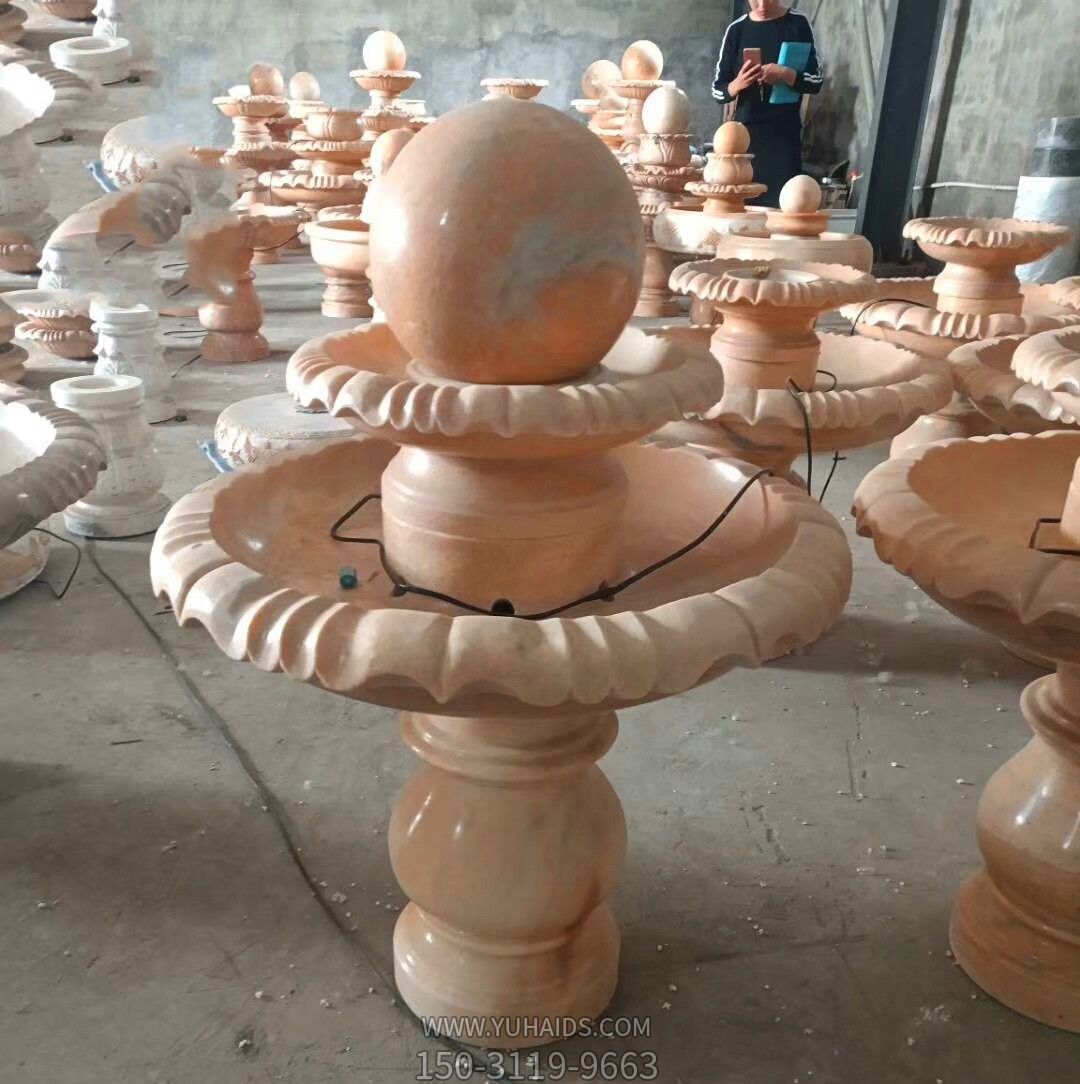 飯店室內(nèi)風水球晚霞紅石雕雕塑