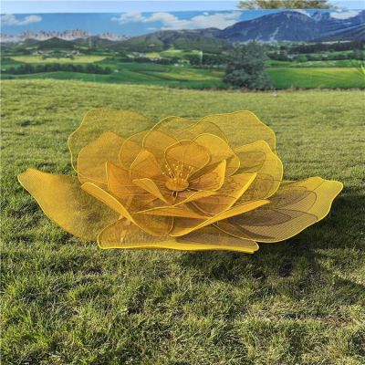 不銹鋼彩繪戶(hù)外園林景觀(guān)創(chuàng)意鏤空金屬蓮花擺件