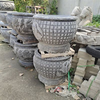 花盆、水缸、魚缸石雕擺件