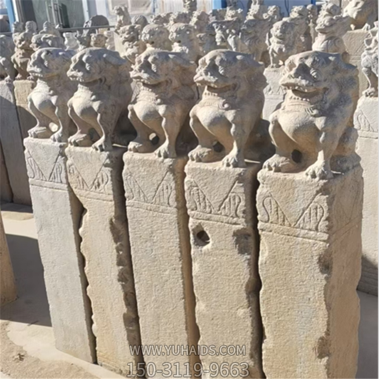 仿古栓馬柱，狻猊拴馬樁石雕雕塑