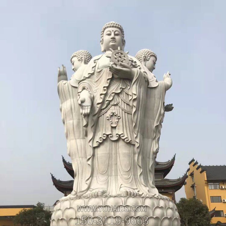 景區(qū)大型大理石石雕三面如來(lái)佛祖雕塑