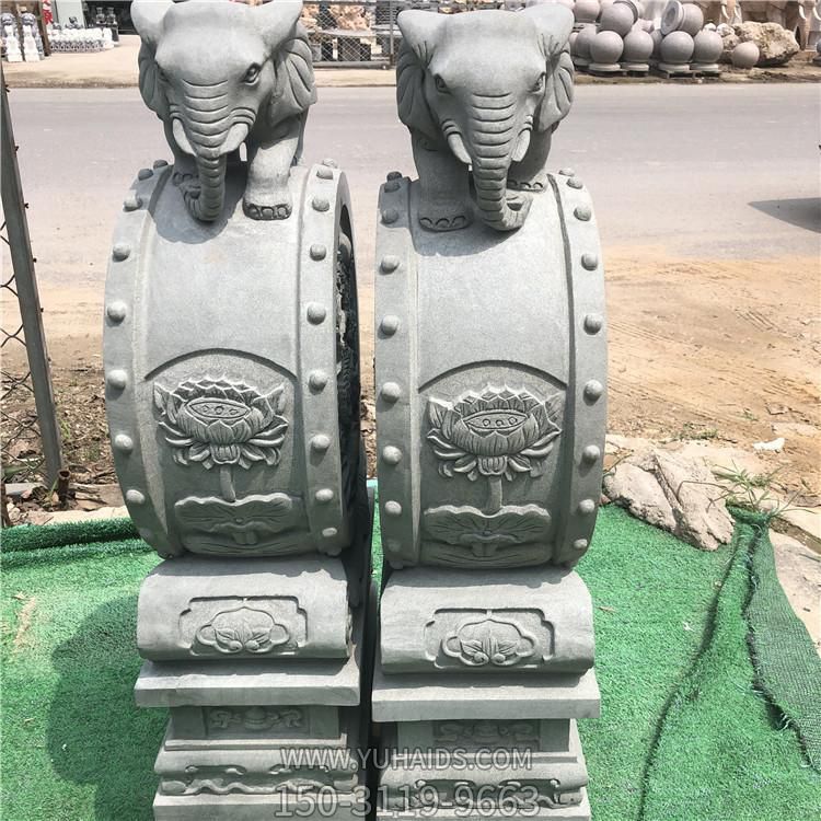 青石石雕戶(hù)外庭院一對(duì)抱鼓石 雕塑