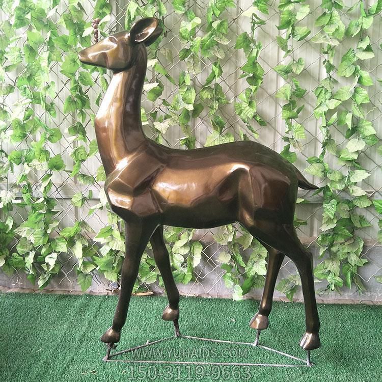玻璃鋼鹿，仿銅效果，可改色雕塑