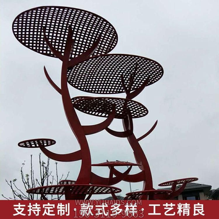 戶外大型不銹鋼網(wǎng)格抽象樹(shù)擺件雕塑