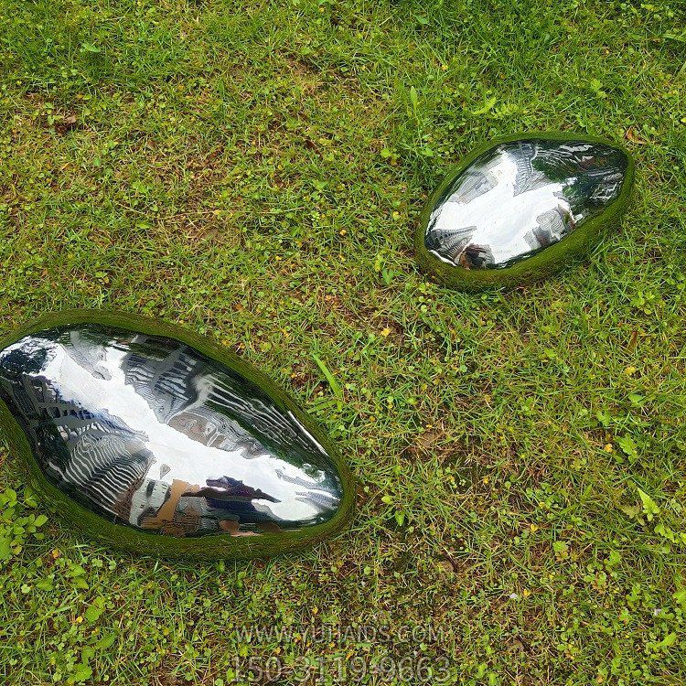 不銹鋼鵝卵石，園林草坪雕塑擺件