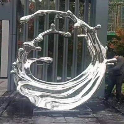 酒店戶(hù)外景觀不銹鋼鏡面拋光工藝制作浪花擺件