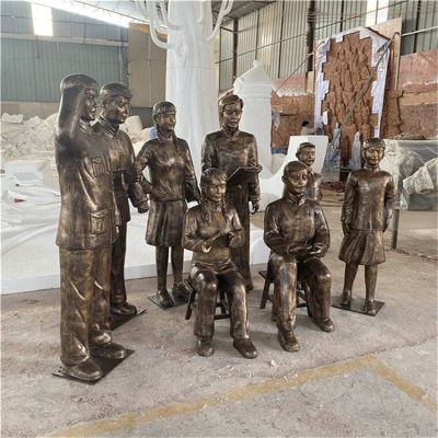 城市街道景區(qū)玻璃鋼仿銅園林人物景觀擺件
