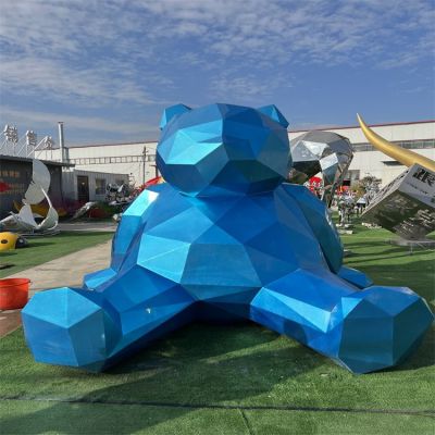 景區(qū)園林商場戶外擺放大型玻璃鋼幾何切面網(wǎng)紅熊雕塑