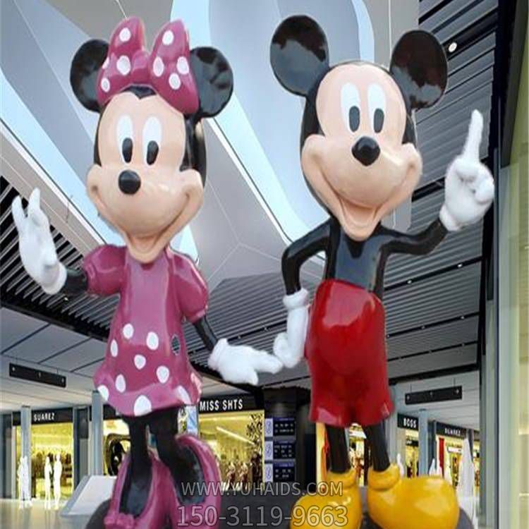 商場(chǎng)戶外玻璃鋼卡通動(dòng)漫米奇和米妮人物擺件雕塑