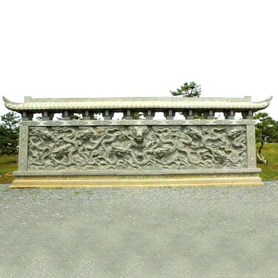 公園廣場(chǎng)大型九龍壁石雕影壁墻