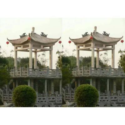 晚霞紅石雕戶外園林景觀大型涼亭雕塑