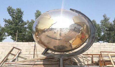 校園戶外創(chuàng)意圓形鏡面地球儀雕塑