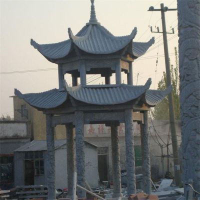 石雕涼亭戶外花崗巖雙層石亭子中式廣場(chǎng)小區(qū)別墅景觀