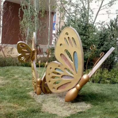 玻璃鋼蝴蝶，園林草坪裝飾雕塑