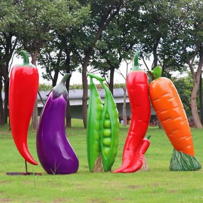 玻璃鋼仿真蔬菜，辣椒、茄子、豌豆和胡蘿卜