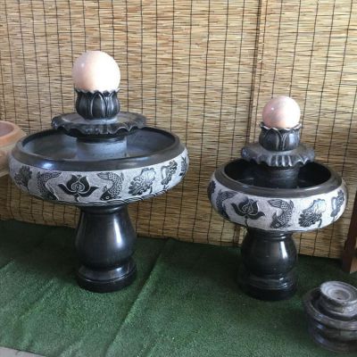 小型室內(nèi)黑色大理石風(fēng)水球水缽，辦公家用招財(cái)風(fēng)水?dāng)[件