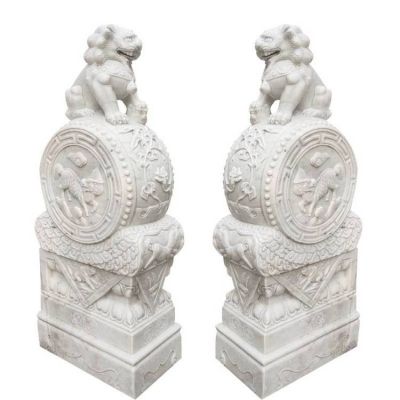 大理石石雕工廠企業(yè)大型浮雕獅子鎮(zhèn)宅招財(cái)獅子雕塑