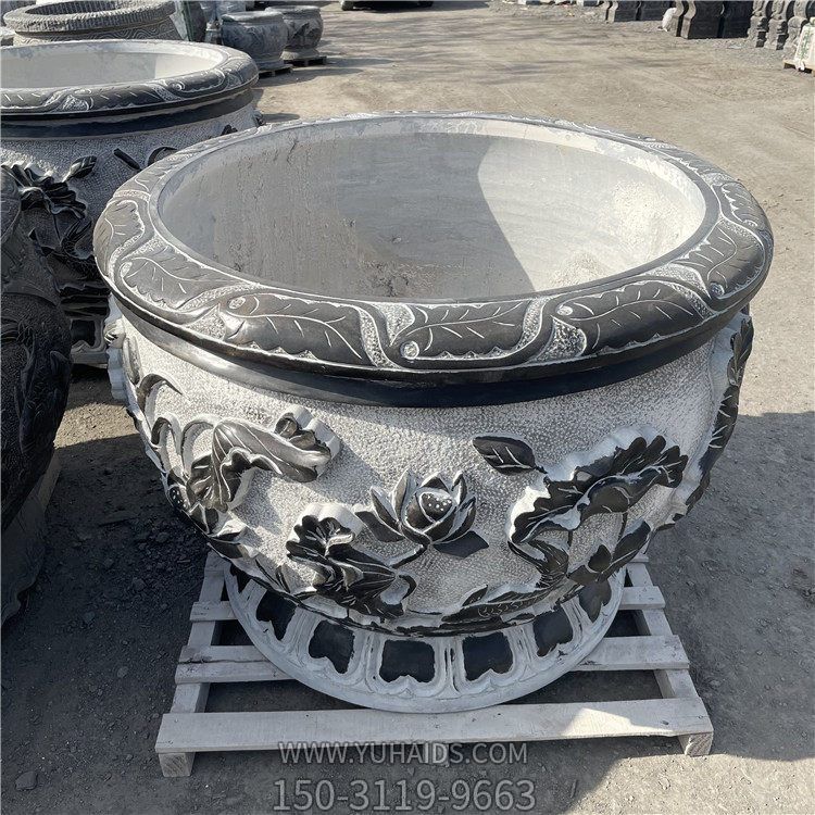 石雕水缸，水盆，荷花盆雕塑