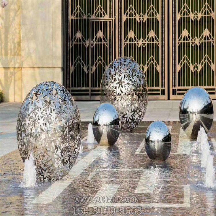 不銹鋼球體，樓空球，水景裝飾擺件雕塑