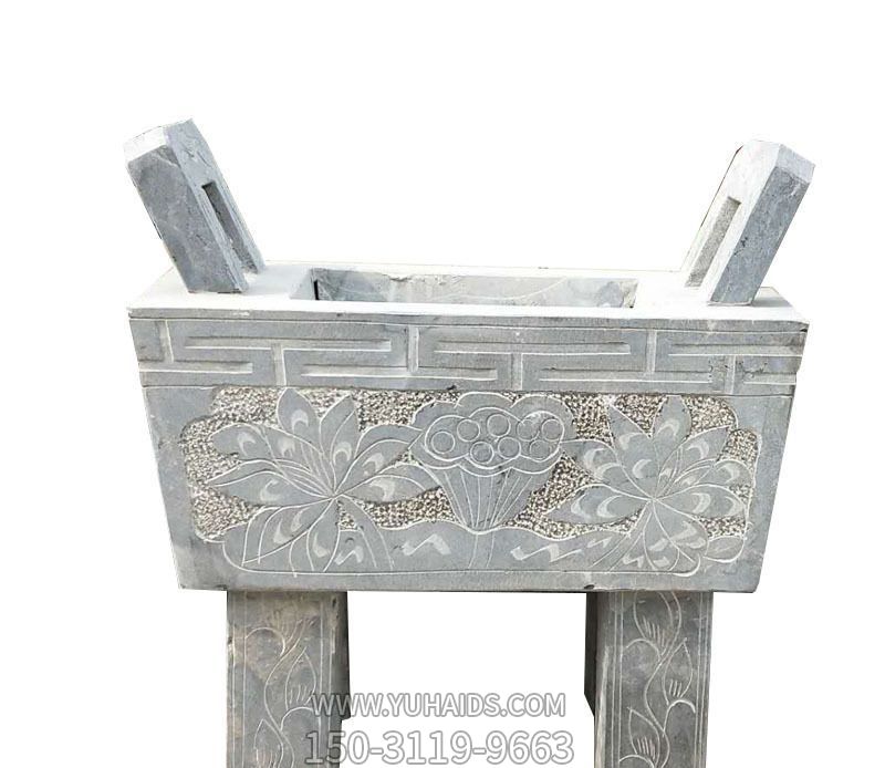 祭祀祈福花園廣場(chǎng)擺放浮雕花紋仿鼎香爐石雕雕塑