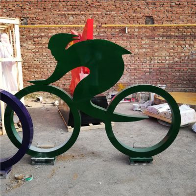 騎自行車(chē)，鐵藝剪影運(yùn)動(dòng)人物