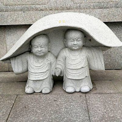 大理石，砂石石雕園林寺廟小沙彌擺件