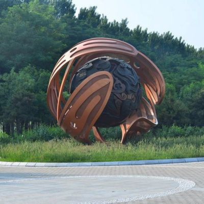 城市廣場(chǎng)創(chuàng)意不銹鋼圓形景觀(guān)小品裝飾