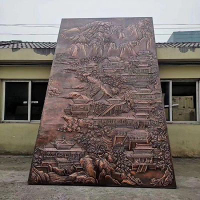 別墅小區(qū)室內浮雕大型銅雕影壁壁畫雕塑