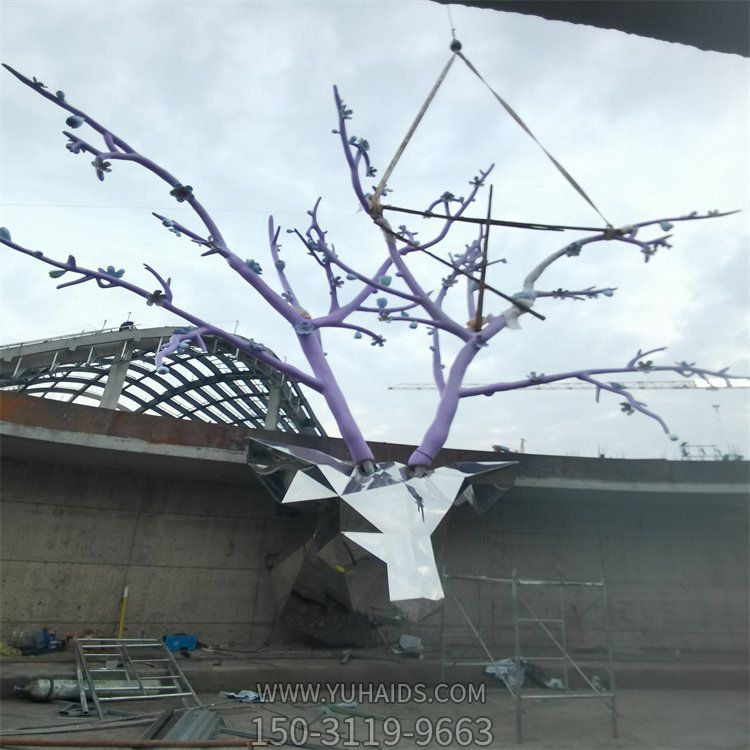 不銹鋼樹(shù)枝 鹿頭 景區(qū)裝飾幾何切面鹿頭樹(shù)枝擺件雕塑