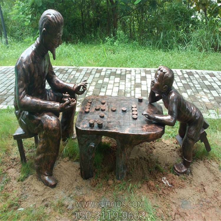 公園戶(hù)外銅雕下棋的人物景觀(guān)雕塑