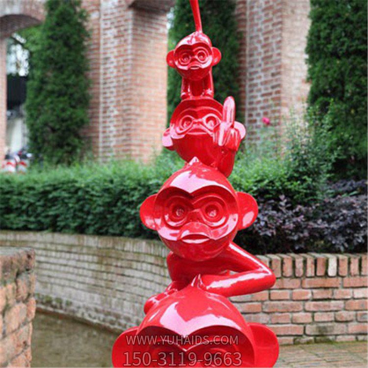 玻璃鋼卡通猴子雕塑戶外園林創(chuàng)意擺件