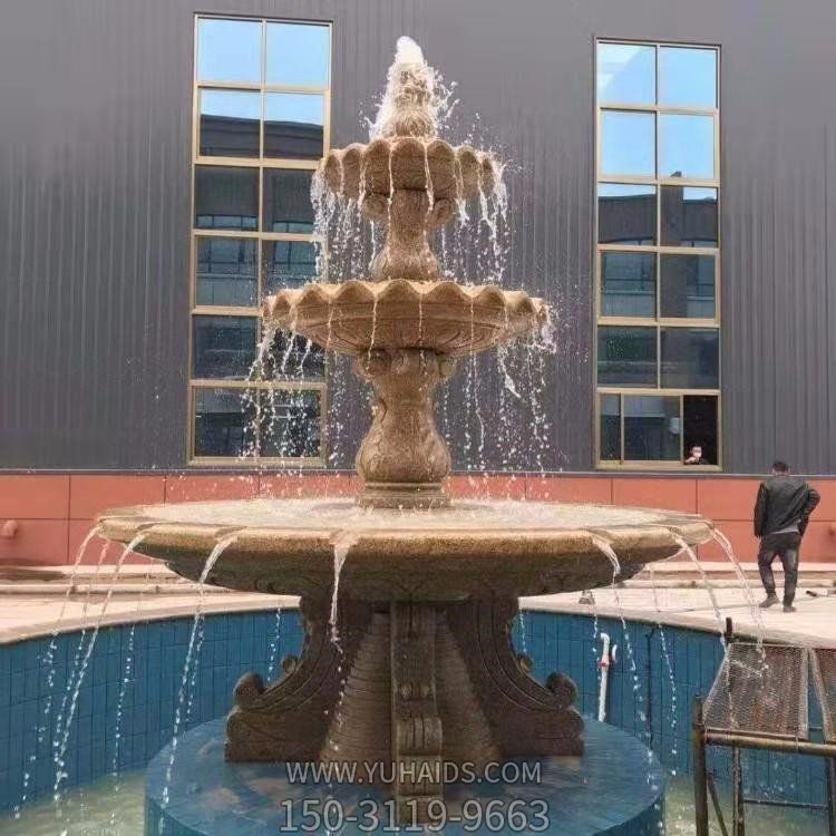 晚霞紅石雕戶(hù)外園林噴泉水景擺件雕塑