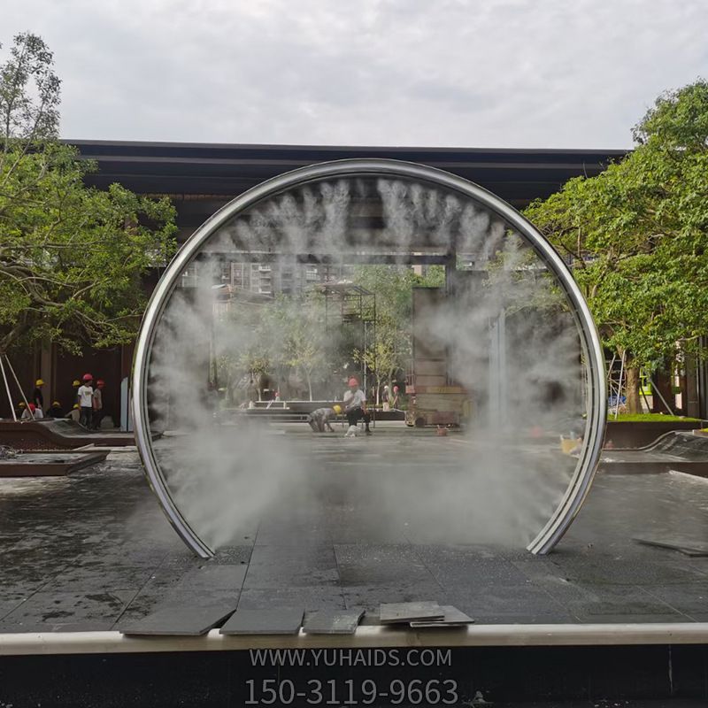 不銹鋼噴霧圓環(huán)，水景裝飾構(gòu)件雕塑