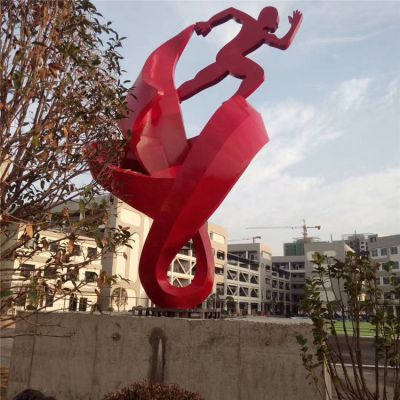 校園擺放不銹鋼抽象奔跑剪影景觀(guān)標(biāo)識(shí)雕塑
