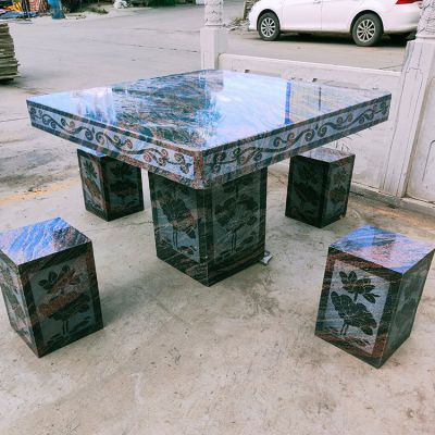 大理石石桌凳，正方形桌子凳子