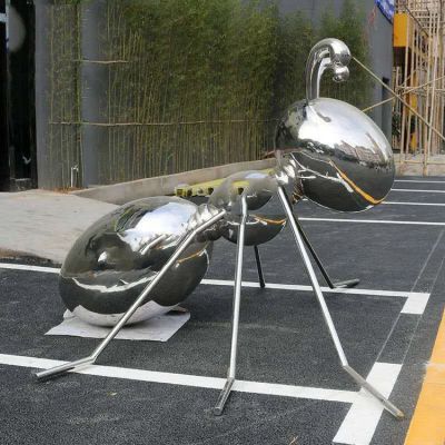 大個不銹鋼鏡面螞蟻，園林昆蟲擺件