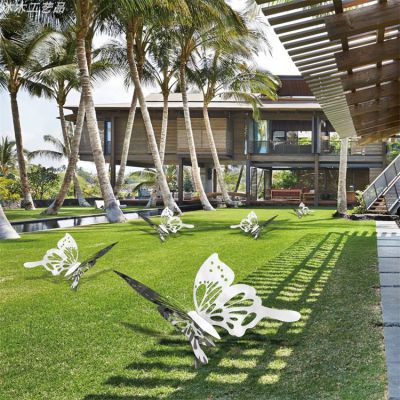 不銹鋼蝴蝶，鏡面蝴蝶雕塑擺件