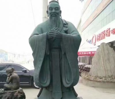 城市花園廣場歷史人物孔子行教玻璃鋼仿青銅雕塑