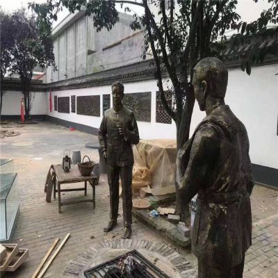 景區(qū)玻璃鋼仿銅人物景觀(guān)情景小品擺件