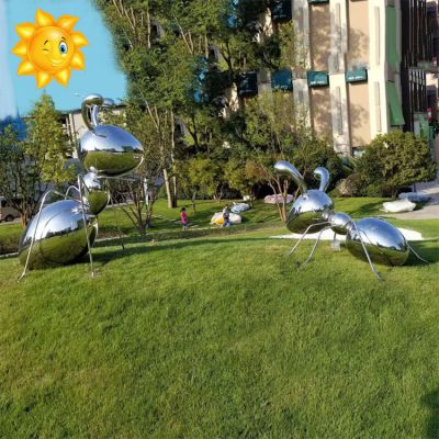 不銹鋼鏡面螞蟻，大個的螞蟻雕塑擺件