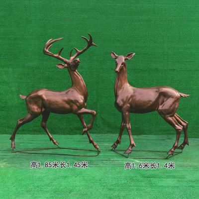 近2米高的玻璃鋼仿銅鹿，可改色，可做鑄銅效果