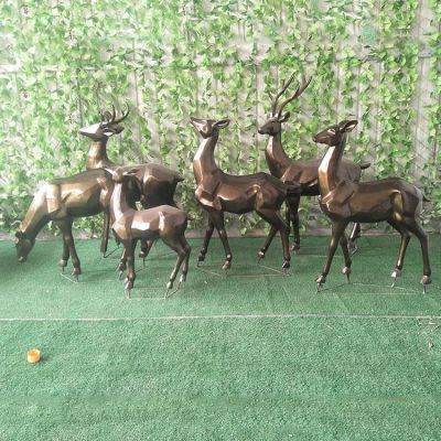 仿銅鹿，塊面效果，可改色