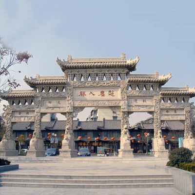大型古鎮(zhèn)景區(qū)仿古青石浮雕五門(mén)樓牌坊