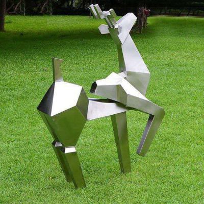 塊面鹿，抽象不銹鋼梅花鹿