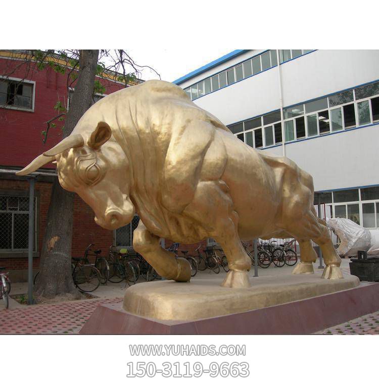 大型鑄銅噴金烤漆戶外廣場農(nóng)耕奮進(jìn)勵志牛擺件雕塑