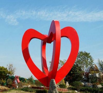 戶(hù)外創(chuàng)意抽象不銹鋼紅色愛(ài)心雕塑